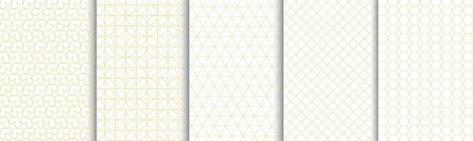 Set of Geometric seamless patterns background with gold color. vector