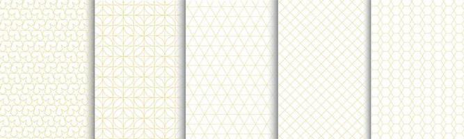 Set of Geometric seamless patterns background with gold color. vector