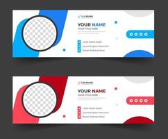 Corporate Modern Email Signature Design template. Email signature template design set with blue and red color. business email signature vector design. vector illustration