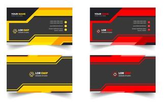 red and yellow modern creative business card design template. unique shape modern business card design. vector