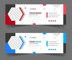 Corporate Modern Email Signature Design template. Email signature template design set with blue and red color. business email signature vector design. vector illustration