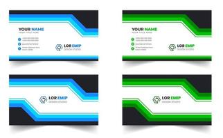 Blue and green modern creative business card design template. unique shape modern business card design. vector