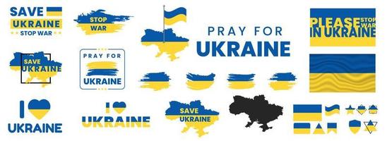 Pray for Ukraine, stop war, save Ukraine, Stand with Ukraine, Ukraine flag praying concept vector set background vector design illustration