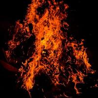 Fire flames on black background, Blaze fire flame texture background, Beautifully, the fire is burning, Fire flames with wood and cow dung photo