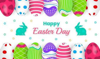 happy Easter day background. Easter Day Poster or banner template with Colorful Painted Easter Eggs design. 17 April happy  Easter day eggs with different texture design template. vector