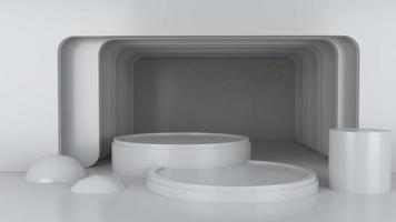 3D Render White podium for put sime detail object photo