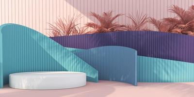 3D Render curve background and white podium for support modern product photo