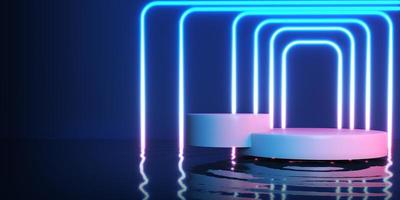 3D render glowing stage and reflection for premium product future technology and beauty photo