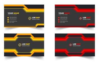 red and yellow modern creative business card design template. unique shape modern business card design. vector