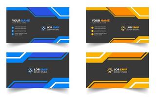 Blue and yellow modern creative business card design template. unique shape modern business card design. vector