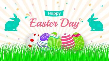 happy Easter day background. Easter Day Poster or banner template with Colorful Painted Easter Eggs design. 17 April happy  Easter day eggs with different texture design template. vector