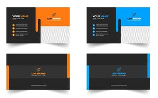 Blue and yellow modern creative business card design template. unique shape modern business card design. vector