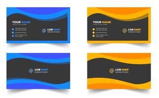 Blue and yellow modern creative business card design template. unique shape modern business card design. vector