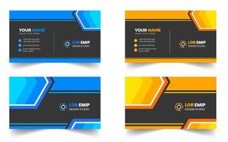 Blue and yellow modern creative business card design template. unique shape modern business card design. vector