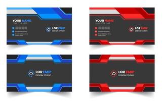 Blue and red modern creative business card design template. unique shape modern business card design. vector