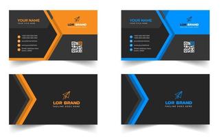 Blue and yellow modern creative business card design template. unique shape modern business card design. vector