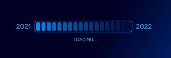 Loading New Year 2021 to 2022. Progress Bar with blue background. Happy New Year 2022. vector