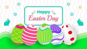 happy Easter day background. Easter Day Poster or banner template with Colorful Painted Easter Eggs design. 17 April happy  Easter day eggs with different texture design template. vector