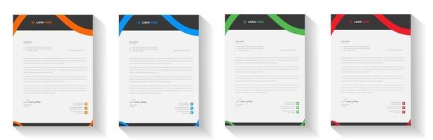 corporate modern letterhead design template with yellow, blue, green and red color. creative modern letter head design template for your project. letterhead, letter head, Business letterhead design. vector