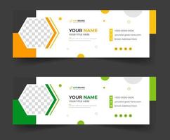 Corporate Modern Email Signature Design template. Email signature template design set with green and yellow color. business email signature vector design. vector illustration