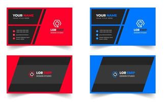 Blue and red modern creative business card design template. unique shape modern business card design. vector