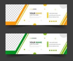 Corporate Modern Email Signature Design template. Email signature template design set with green and yellow color. business email signature vector design. vector illustration