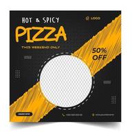 pizza  social media banner post template. pizza social banner, pizza banner design, Fast food social media template for restaurant. pizza social media banner design with yellow and black color. vector