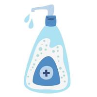 Sanitizer. Bottle with antiseptic for hands. Disinfection item. Personal protection from infection. Vector cartoon illustrations