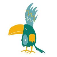 Funny Parrot. Exotic bird. Children's Cartoon Vector illustration for postcards, posters, designing children's clothing.