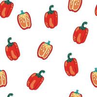 Pepper seamless pattern. Organic Vegetarian Healthy Food. Farm market product. Great for menu, packaging design, fabric. Vector cartoon illustration