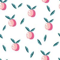 Peach seamless pattern. Sweet summer fruit background. Perfect for textile, wallpaper and scrapbook. Vector cartoon illustration