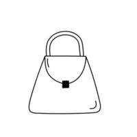 Stylish casual line art handbag. Female bag in doodle style. vector