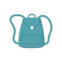 Stylish casual blue backpack. Leather rucksack with small pocket. Woman backpack doodle style. vector