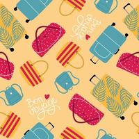 Colorful bags and suitcases seamless pattern. Flat illustration vector