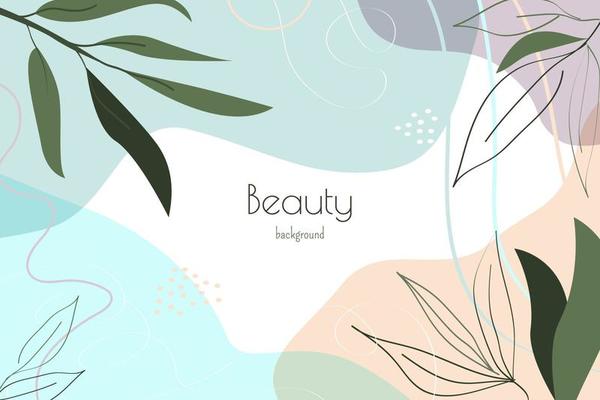 Abstract tropical modern background with leaves, geometric liquid shapes. Fashion template for design card, flyer, cover etc
