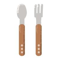 Kitchen cutlery spoon and fork for dinner. Kitchenware accessory icon. Modern flat vector illustration isolated on white background
