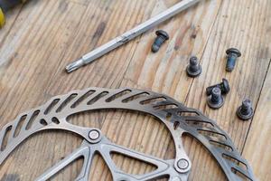 bicycle repair and cleaning process, cycle parts close up, bike workshop photo