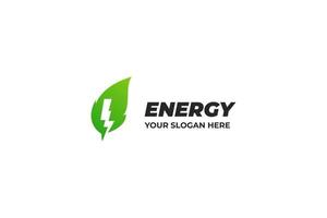 Flat green energy logo design vector template