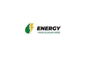 plantilla de vector de diseño de logotipo de energía verde plana