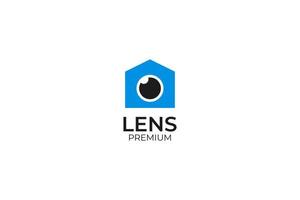 House camera lens logo photography icon design vector