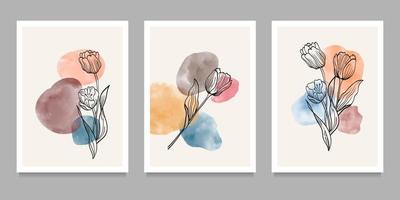 Botanical wall art on set. creative minimalist hand painted. Abstract geometric elements. with different shapes for art print, cover, wallpaper. Vector illustration