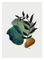 creative minimalist hand painted illustration. botanical with abstract shape for wall art decoration. Vector illustration