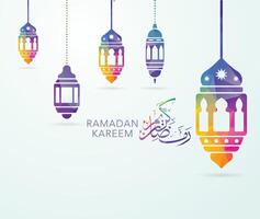 diseño de afiches de ilustración vectorial de ramadán kareem. tarjeta de felicitación del mes sagrado islámico ramadhan. vector