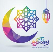 Ramadan Kareem vector illustration poster design. Islamic Holy month Ramadhan greeting card.