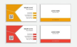 Double-sided horizontal business card template. Red and Yellow Color vector