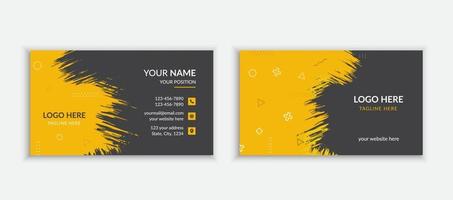 Yellow and blue modern business card design template. Double-Sides horizontal layout vector