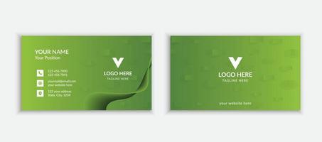 Green color double-sided business card template with Abstract shapes vector