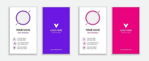 Two color concept flat business card template portrait orientation vector