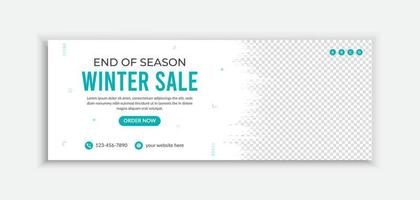 Winter sale facebook cover banner template social media design vector