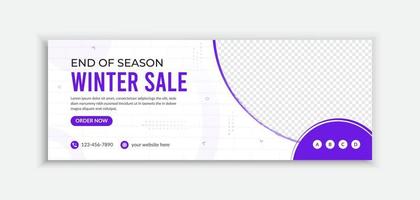 Winter flash sale template banner and Facebook cover design vector